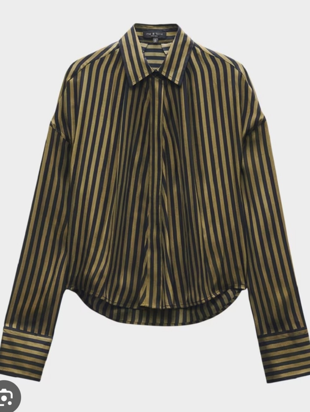 Rag & Bone Women's Martha Button Down Blouse Armystrp Small
